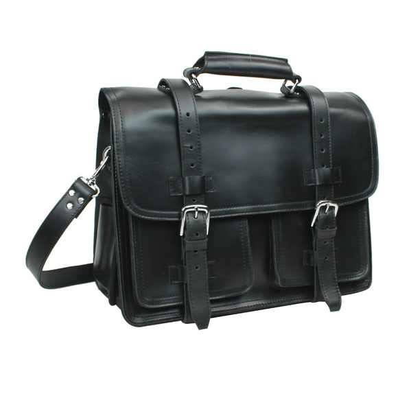 18" Leather Briefcase Backpack Travel Bag L31BLK